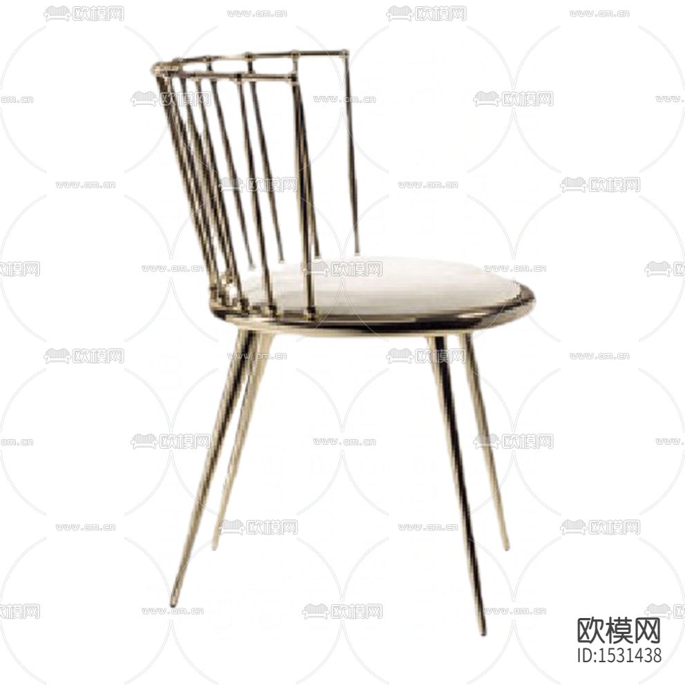 現(xiàn)代輕奢全銅白色皮革餐椅下載