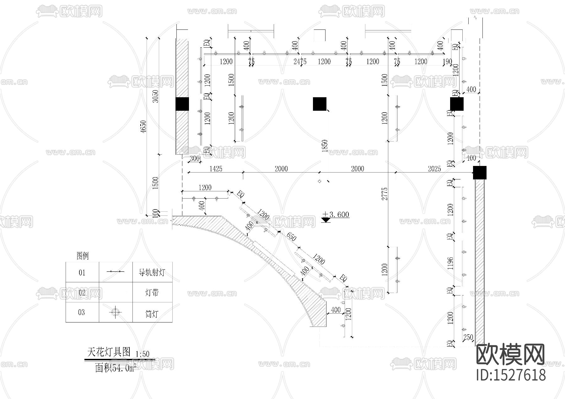 展厅平面cad图纸下载（渲染图2）