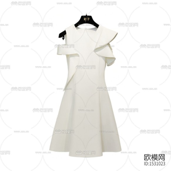 現(xiàn)代簡(jiǎn)約白色時(shí)尚連衣裙下載