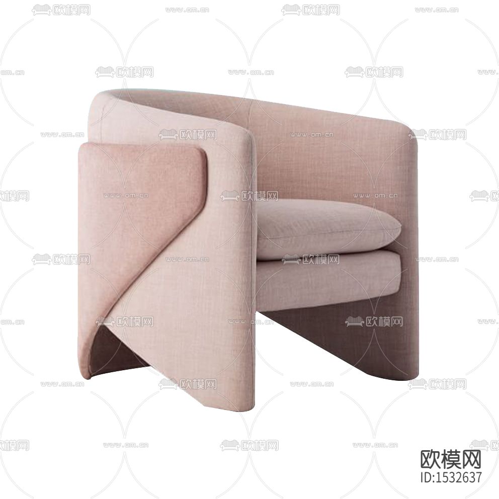 现代简约粉色布艺单人沙发下载