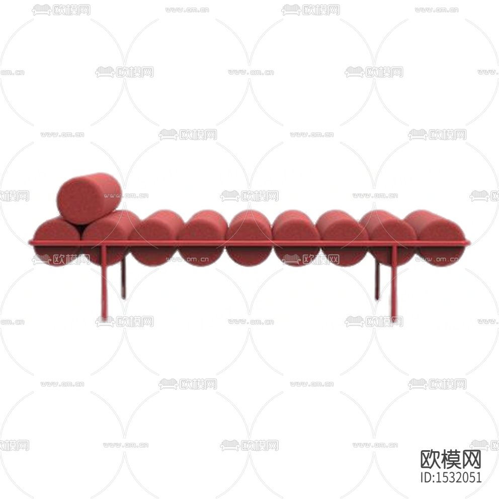 现代轻奢圆柱体布艺金属床尾凳