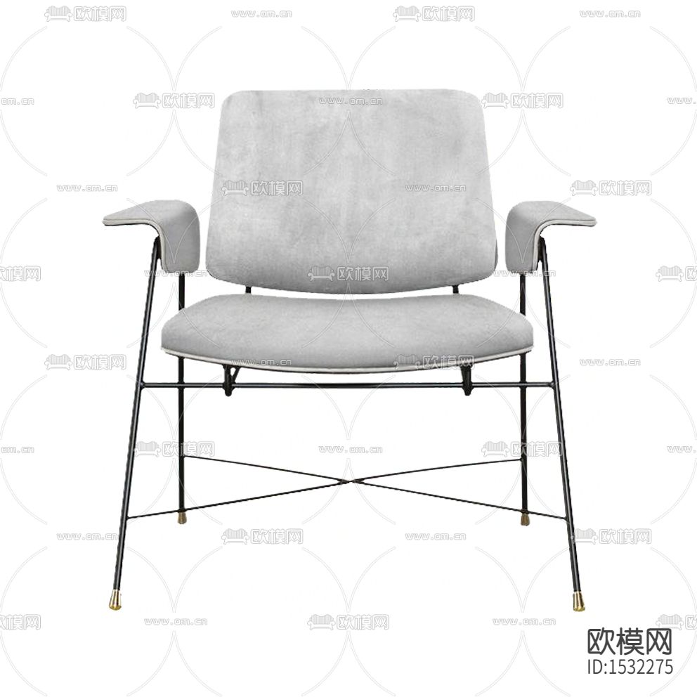 现代简约灰色布艺金属休闲椅下载