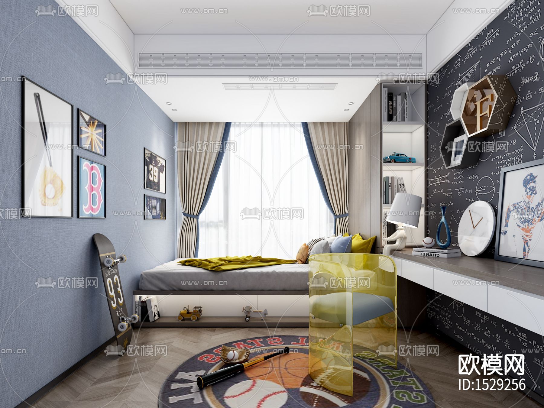 家装样板间cad施工图下载（渲染图3）