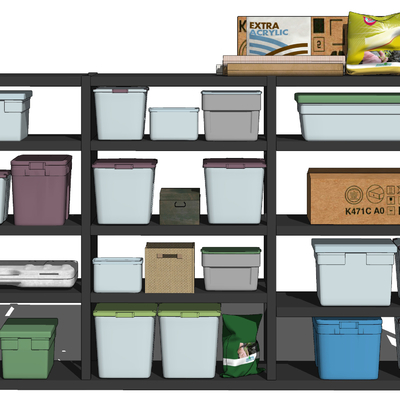  现代收纳箱竹筐su模型 