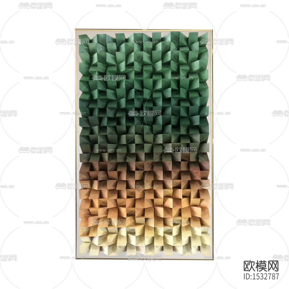 现代渐变色隔条实物装置画