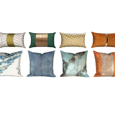  新中式布艺抱枕su模型 