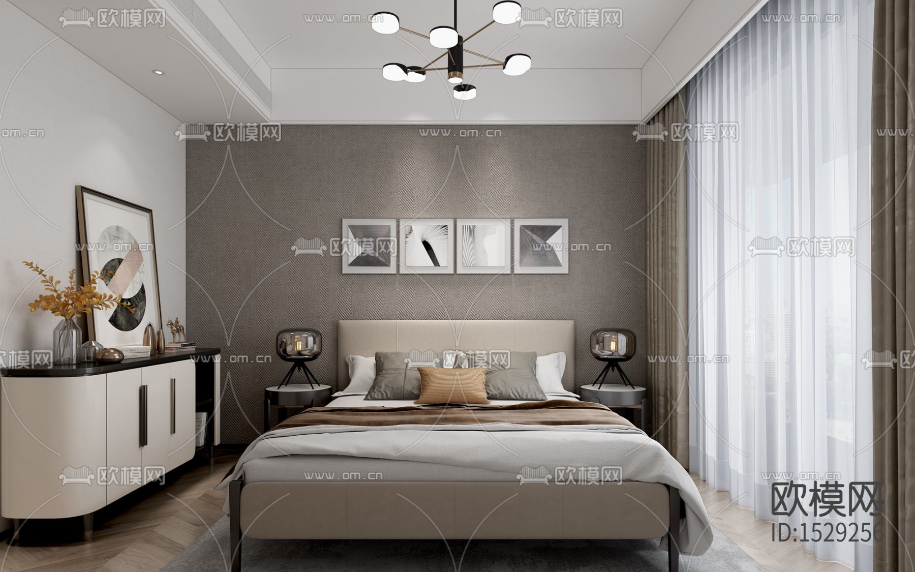 家装样板间cad施工图下载（渲染图4）