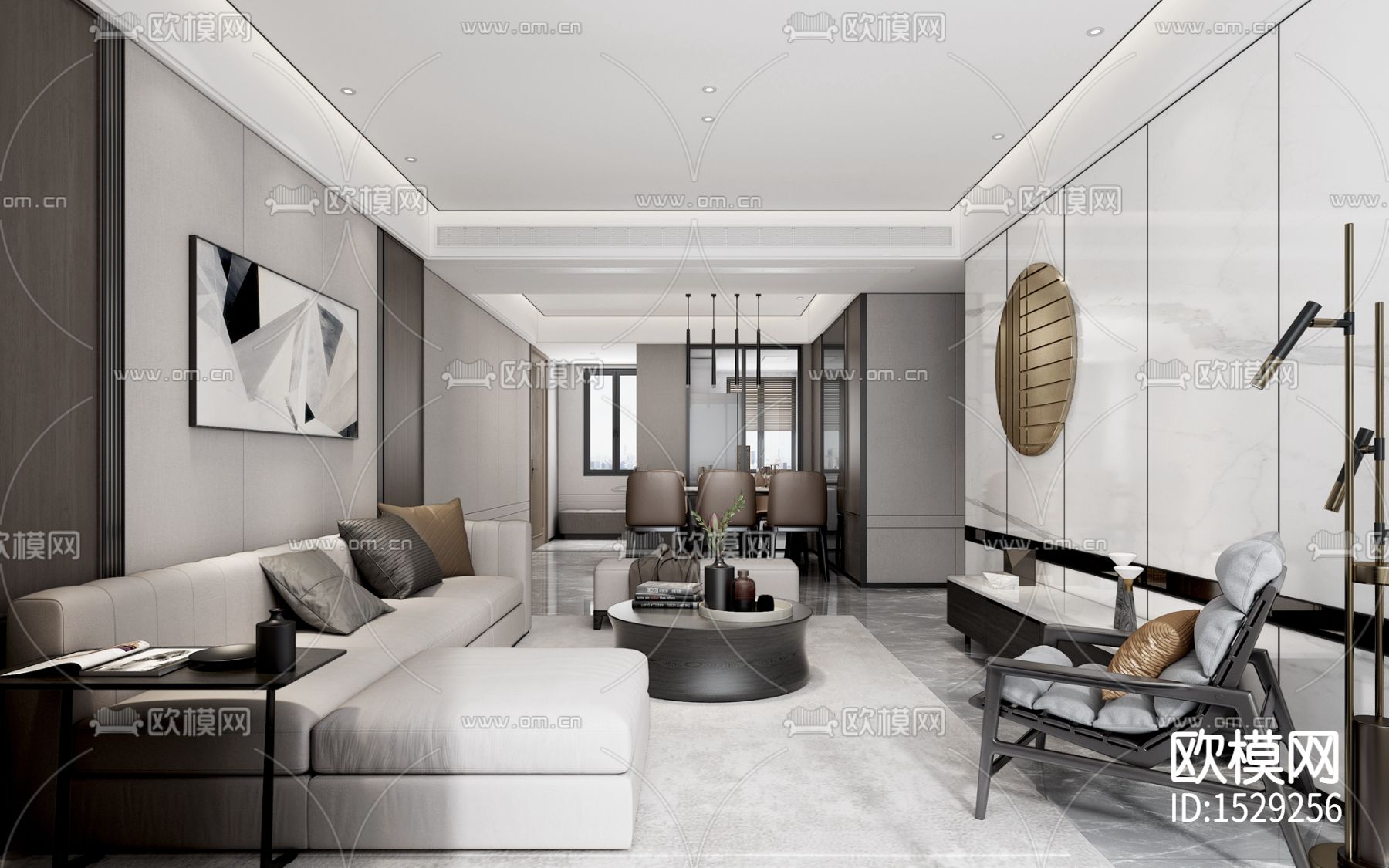 家装样板间cad施工图下载（渲染图1）