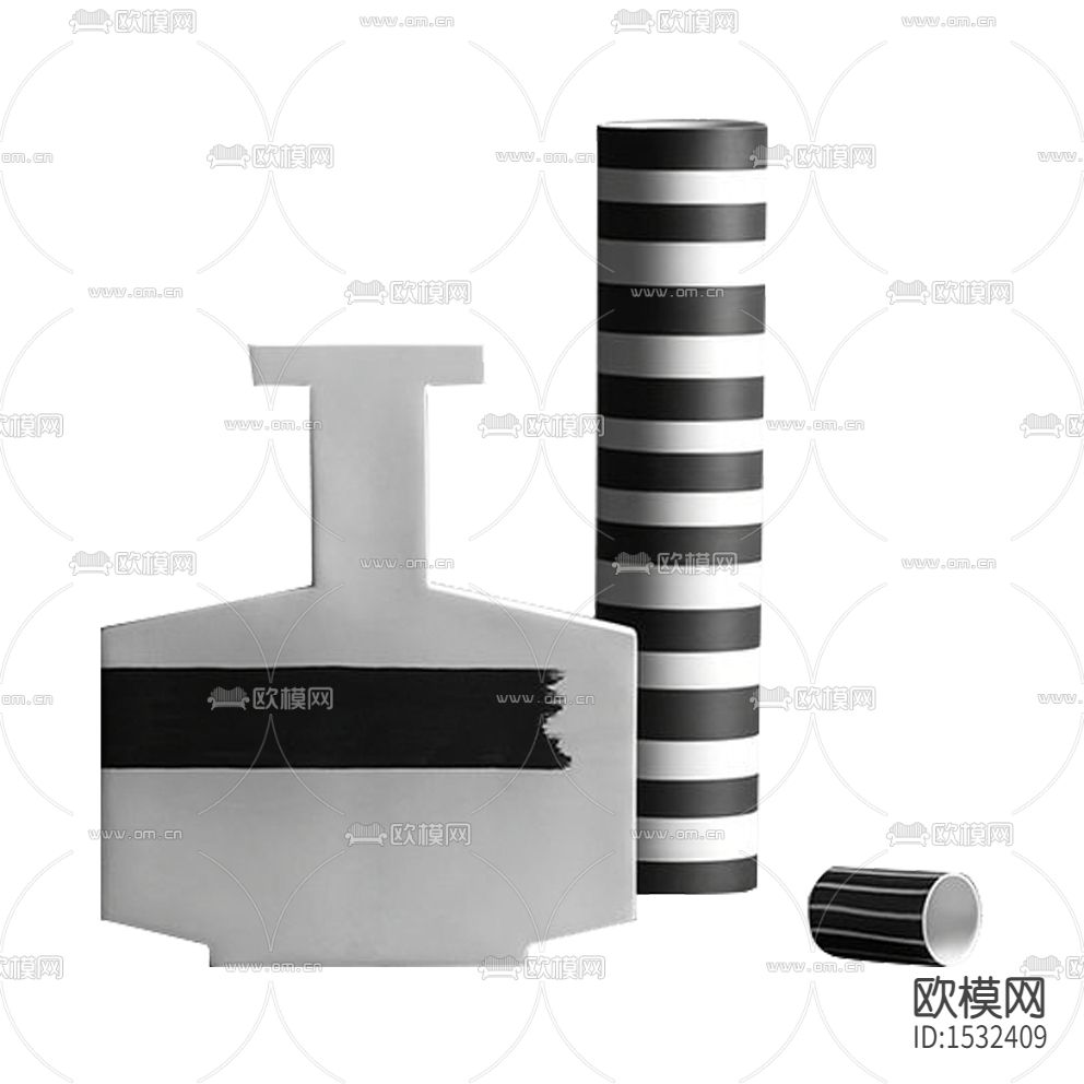 现代简约黑白陶瓷花瓶摆件