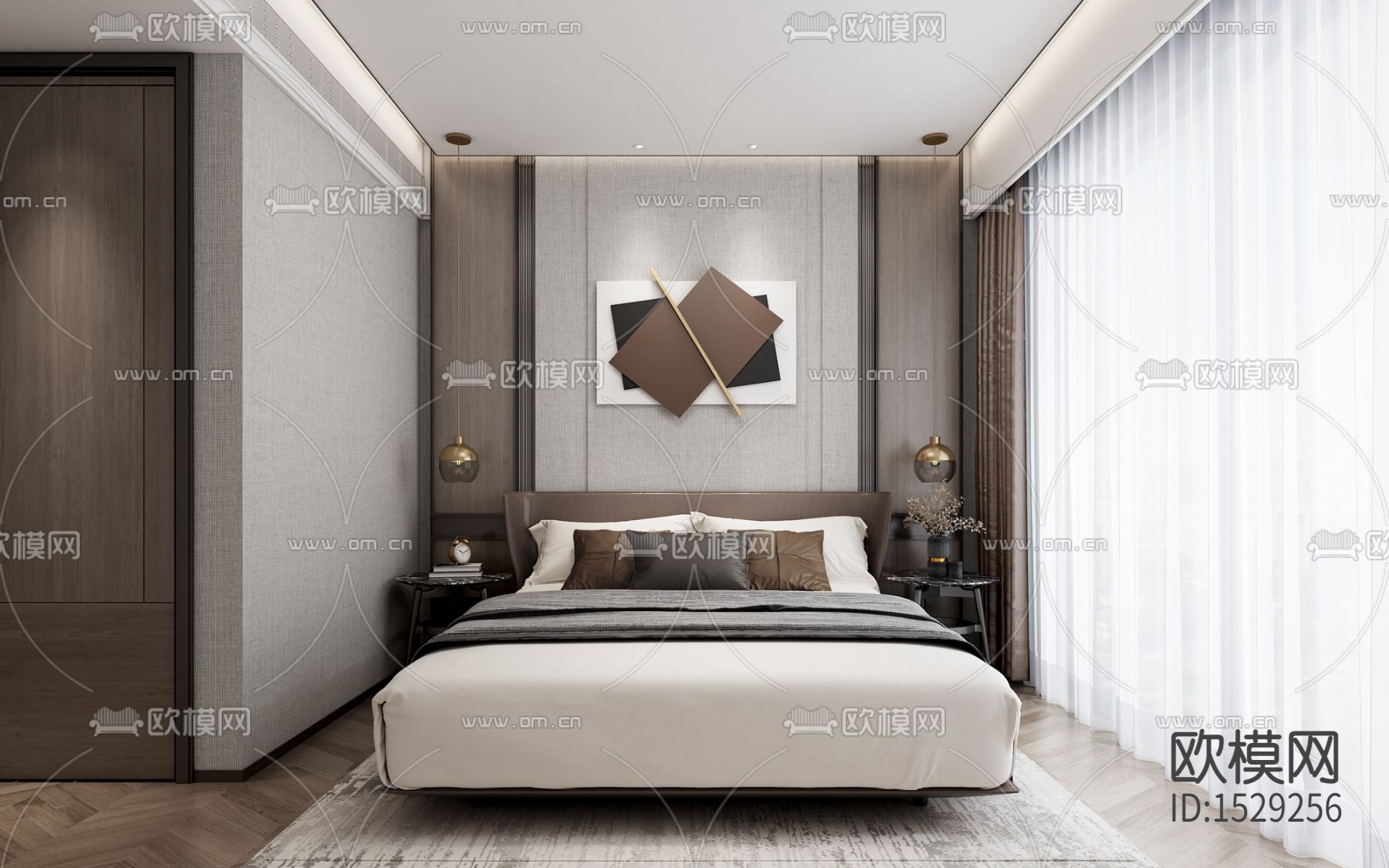 家装样板间cad施工图下载（渲染图2）