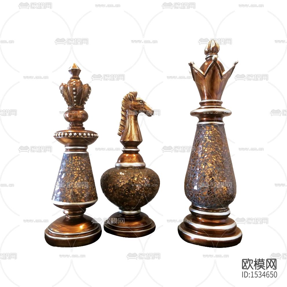 欧式古典实木雕刻国际象棋摆件下载