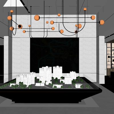  现代售楼部su模型 