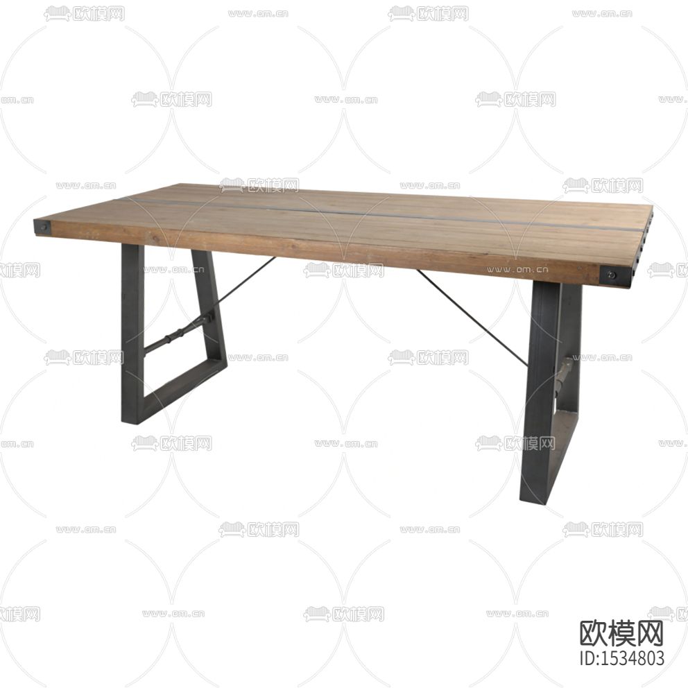 工业风做旧实木金属餐桌下载