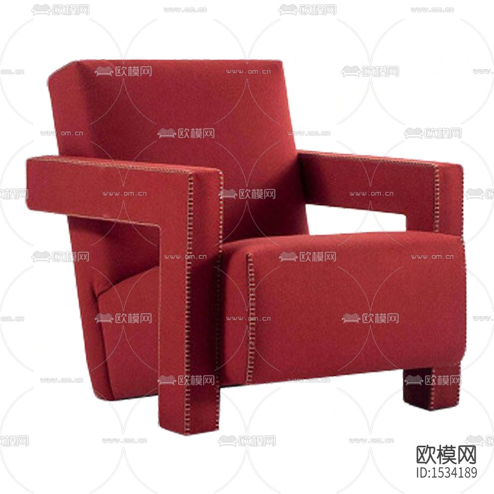 现代轻奢红色布艺花边单人沙发下载