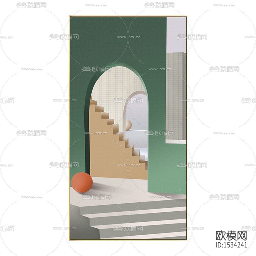 现代简约创意几何色块建筑装饰画下载