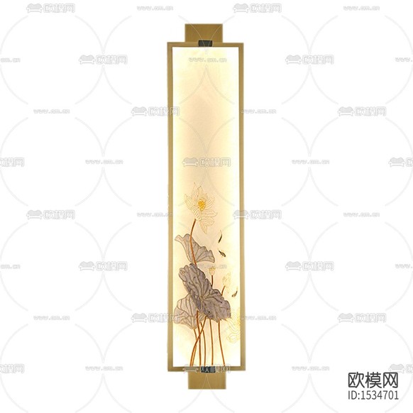 新中式轻奢金属荷花彩绘壁灯下载