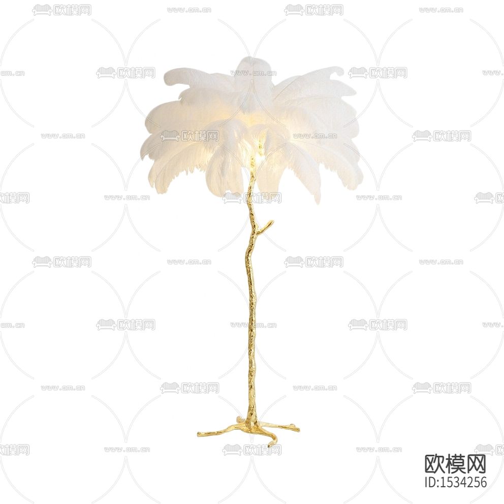 北欧轻奢创意金属树干羽毛落地灯下载