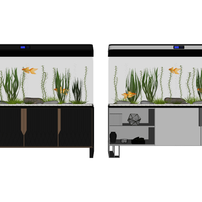  现代智能鱼缸su模型 