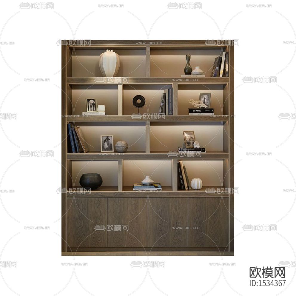 新中式轻奢实木不锈钢收边书柜