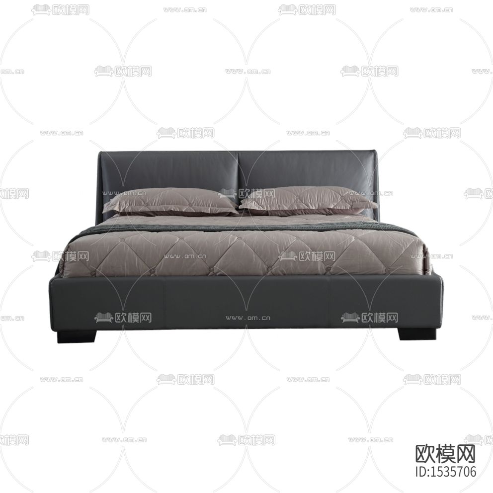 现代轻奢皮革布艺双人床下载