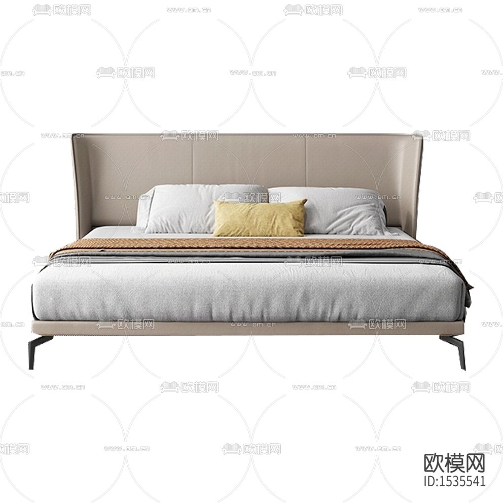 现代轻奢皮革布艺双人床下载