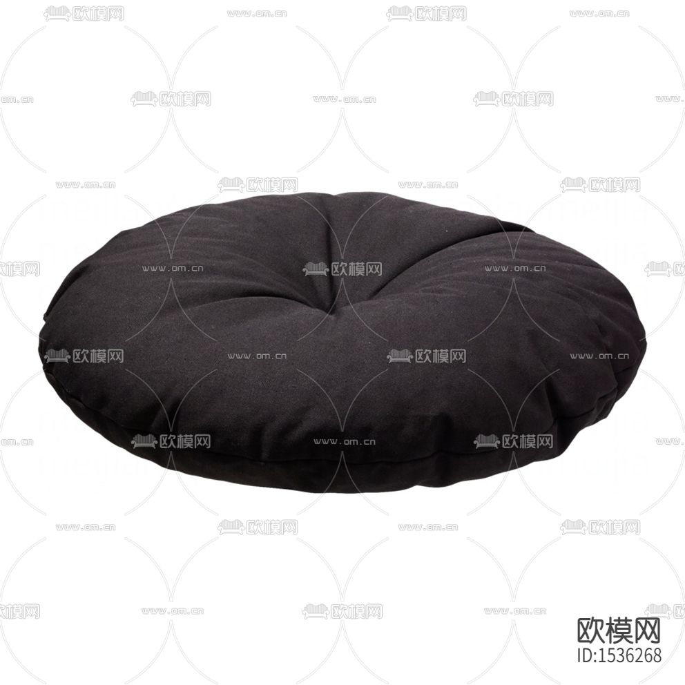 现代简约黑色布艺圆形坐垫下载