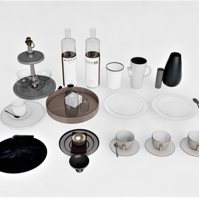  现代餐具su模型 