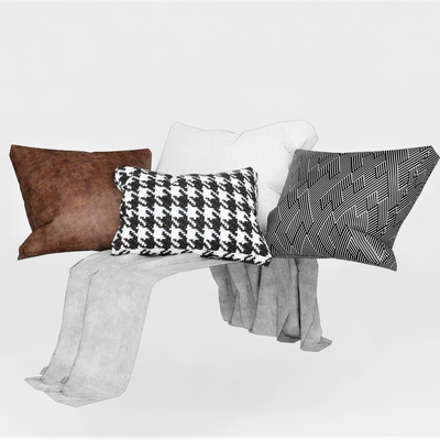  现代布艺枕头su模型 