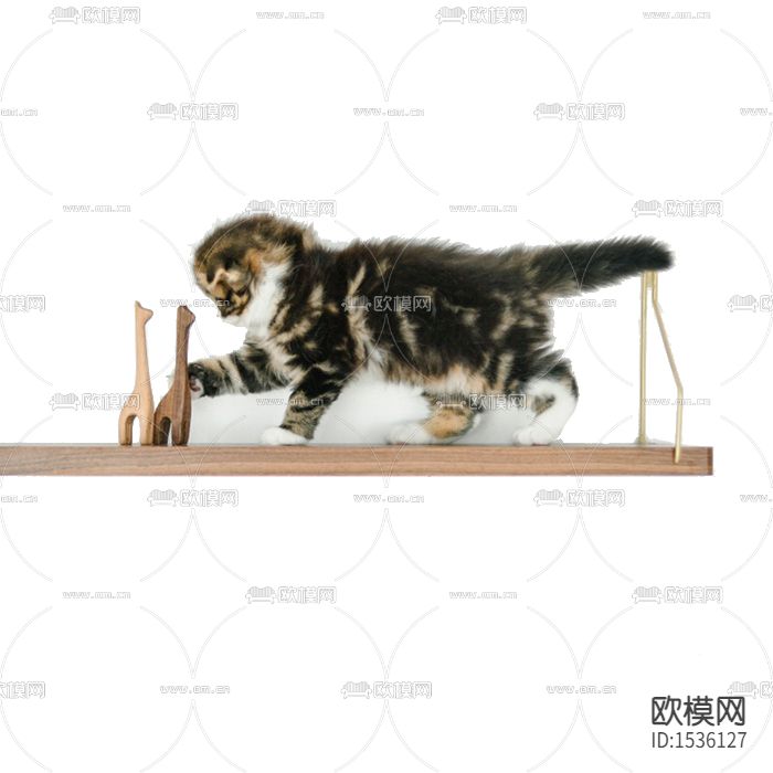 北欧简约实木黄铜置物架下载（渲染图1）