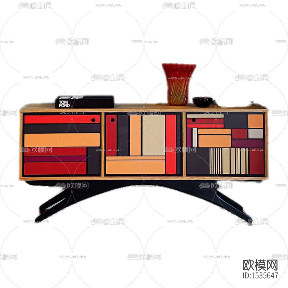 北欧简约彩色几何实木边柜下载