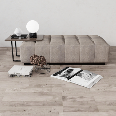  现代布艺床尾凳su模型 