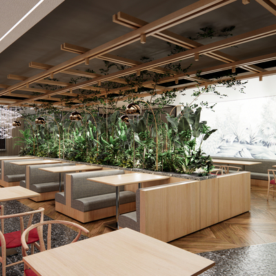  现代主题餐厅su模型 
