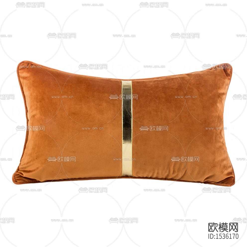 现代轻奢橙色贴金条布艺抱枕下载