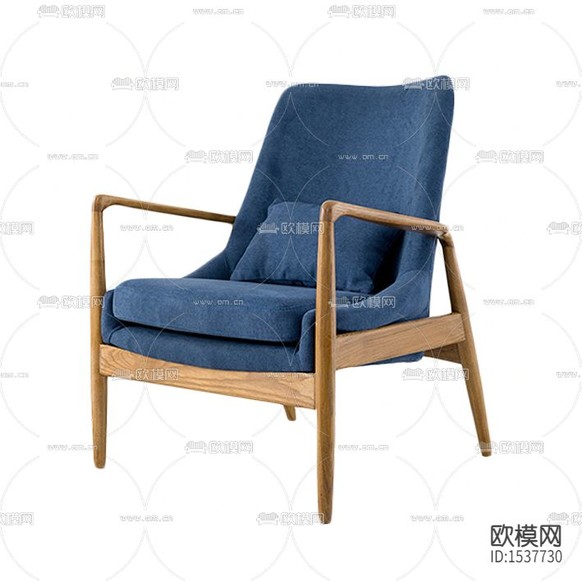 北歐簡(jiǎn)約實(shí)木藍(lán)色布藝單人沙發(fā)下載
