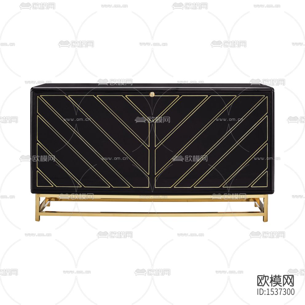 现代轻奢黑色实木金属边柜下载