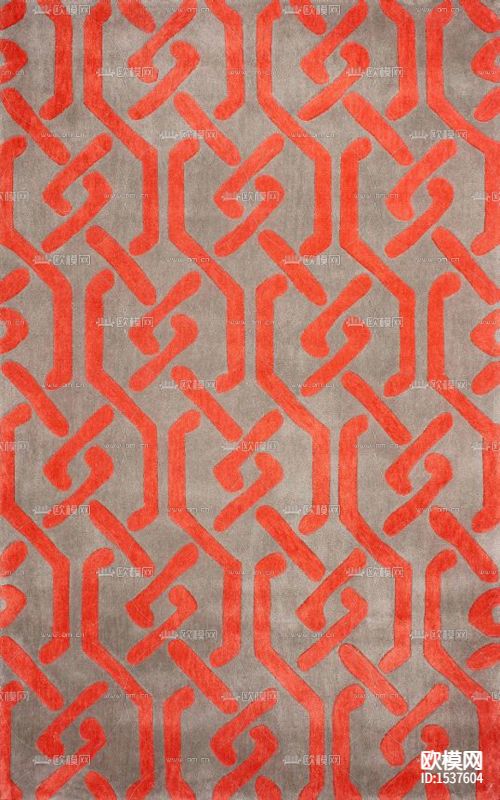 现代简约红色印花布艺地毯下载