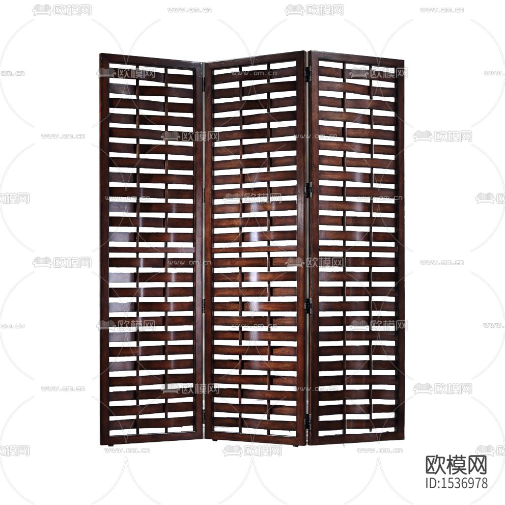 中式古典实木编织屏风下载