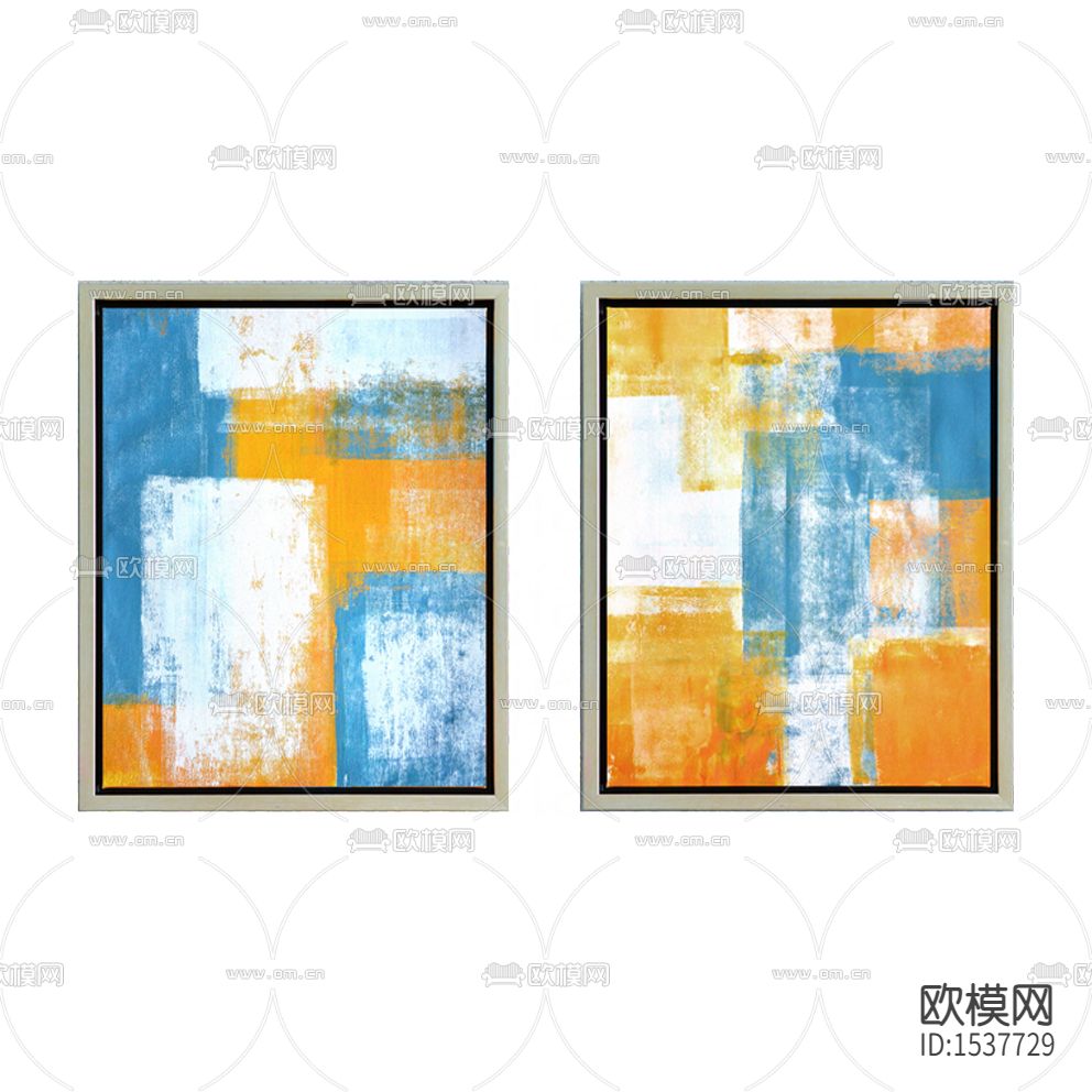 现代简约抽象色块装饰画