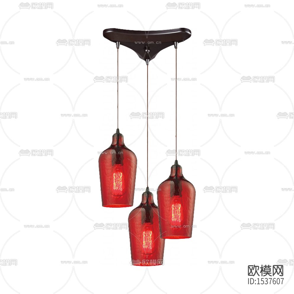 新中式简约红色玻璃吊灯下载