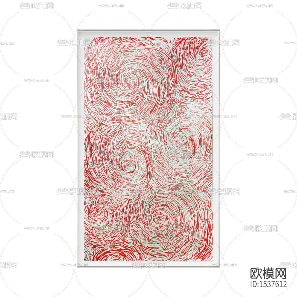 现代简约红色流线线条装饰画下载