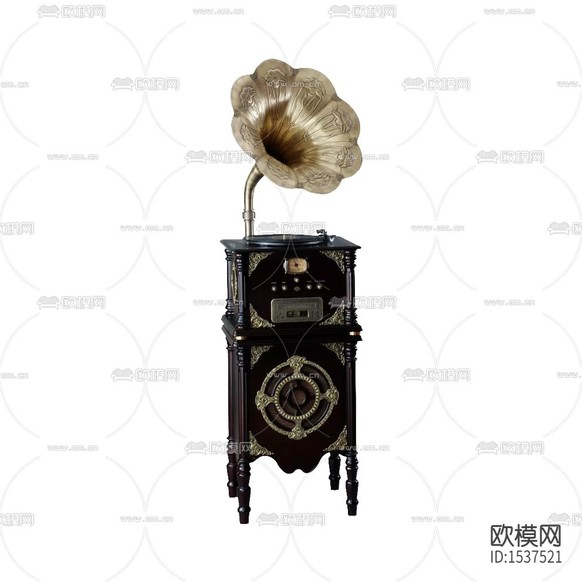 歐式古典實木金屬雕花留聲機下載