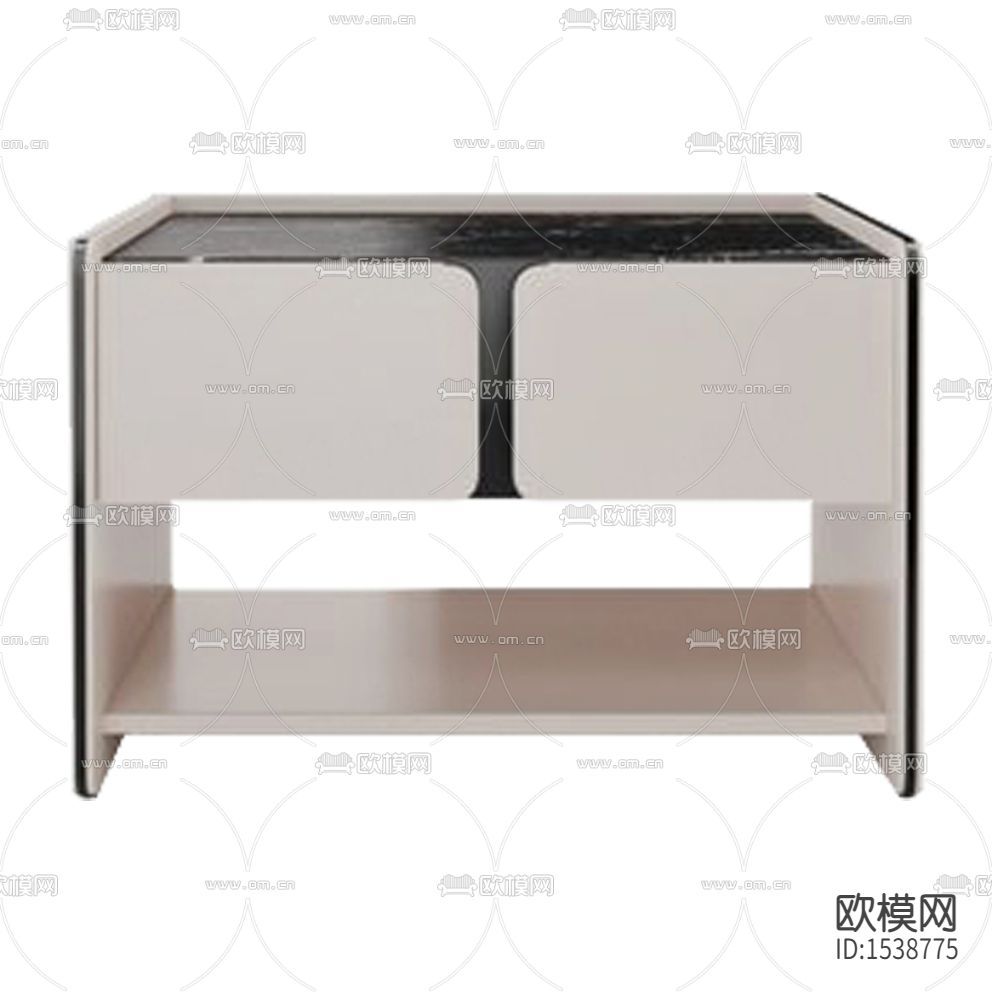 现代简约白色烤漆实木黑色大理石床头柜下载