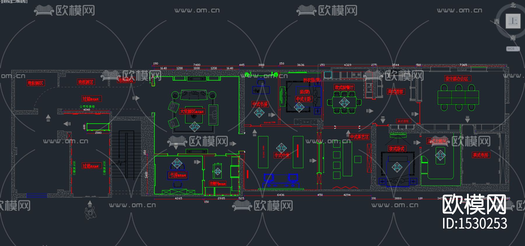 展厅cad施工图下载（渲染图2）