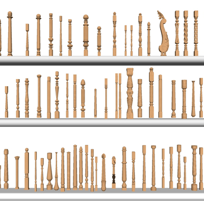  欧式实木楼梯立柱su模型 