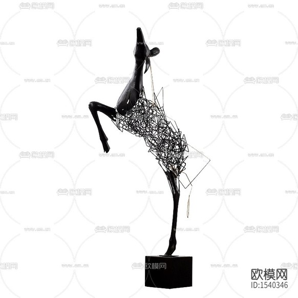 现代轻奢创意抽象铁艺梅花鹿雕塑下载