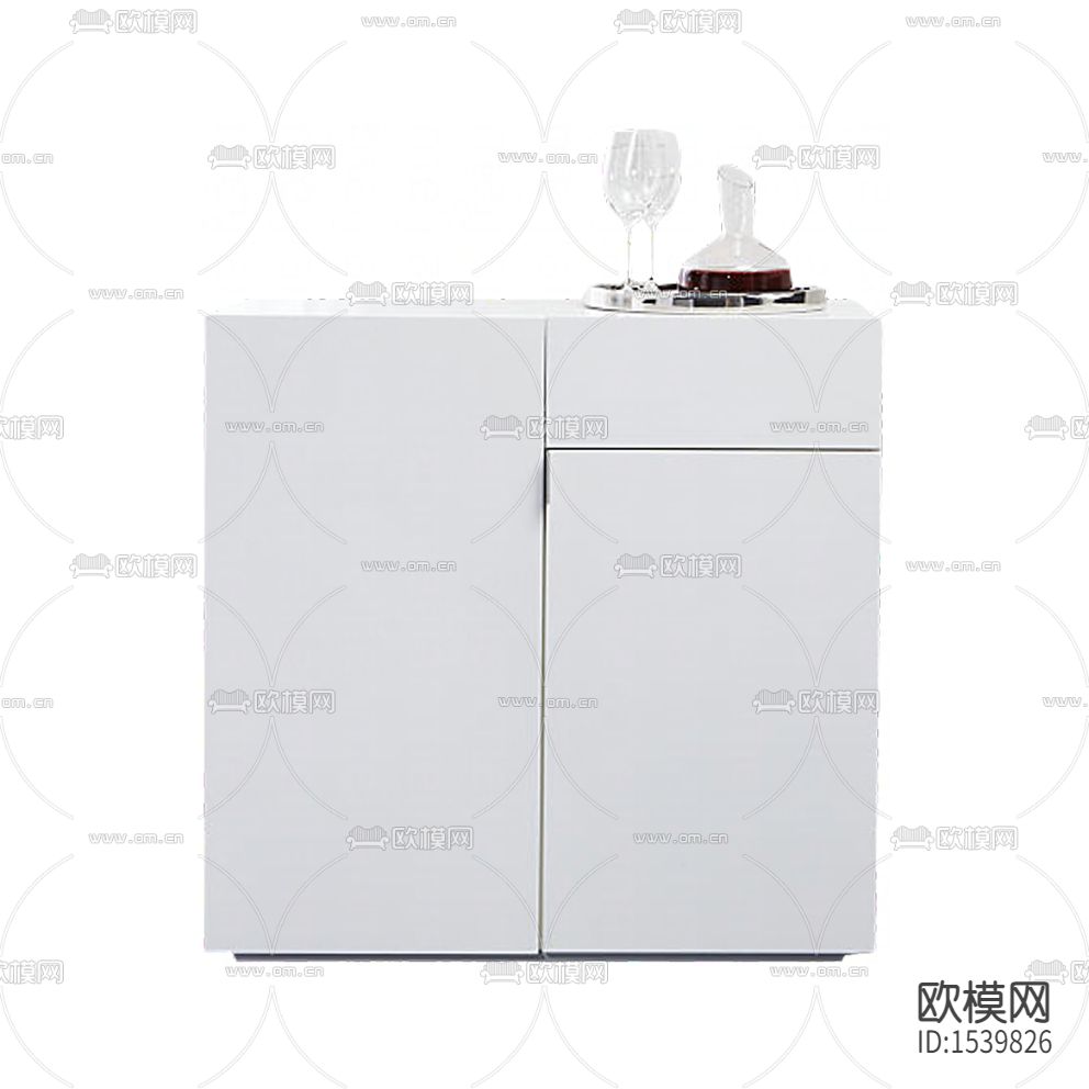 现代极简白色烤漆实木小酒柜