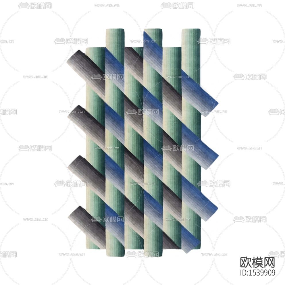 现代手工羊毛打结异形时尚蓝色块地毯下载