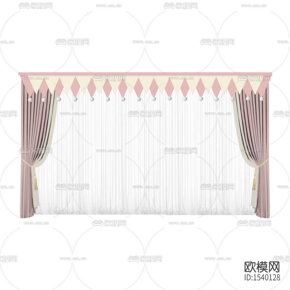 北欧简约粉色布艺遮光窗帘下载