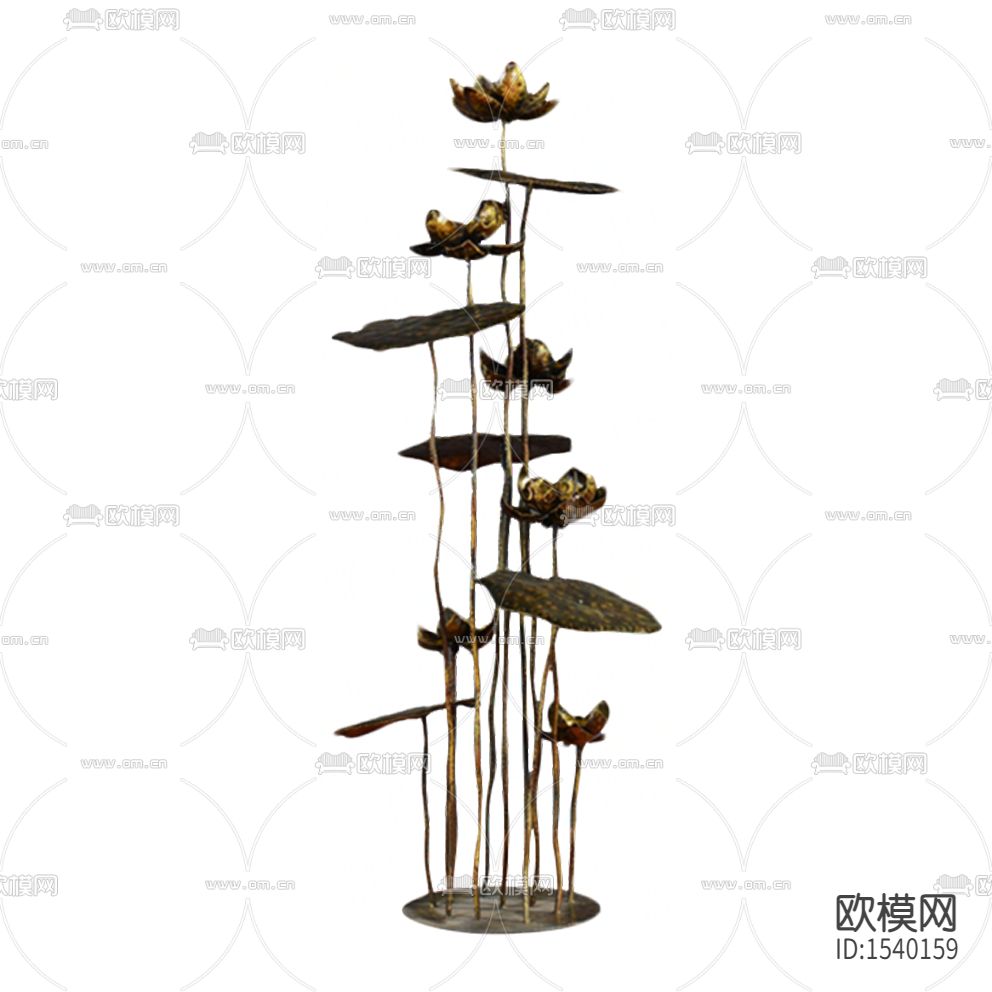 现代轻奢铁艺荷花装饰摆件下载