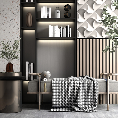  现代布艺沙发凳su模型 